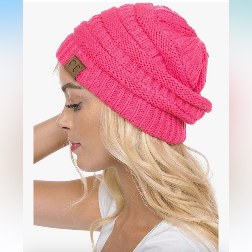 C.C Exclusives Cable Knit Beanie- Neon Pink